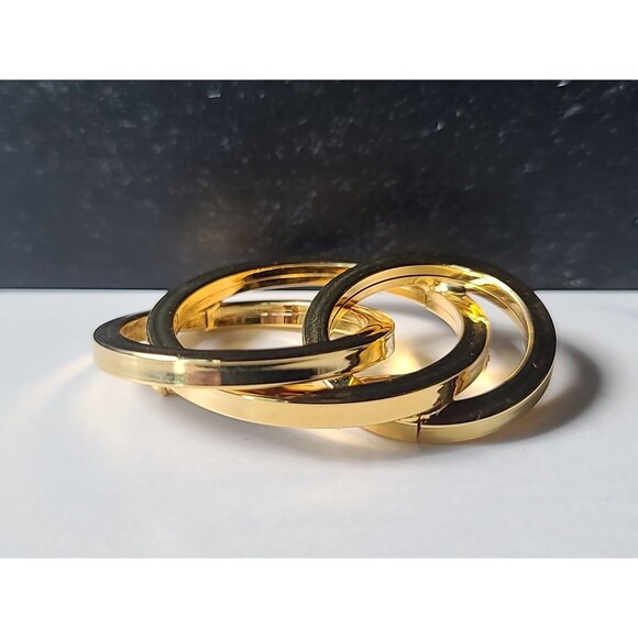 Abstract Gold Tone Metal Brooch Vintage Costume Jewelry - Picture 4 of 10